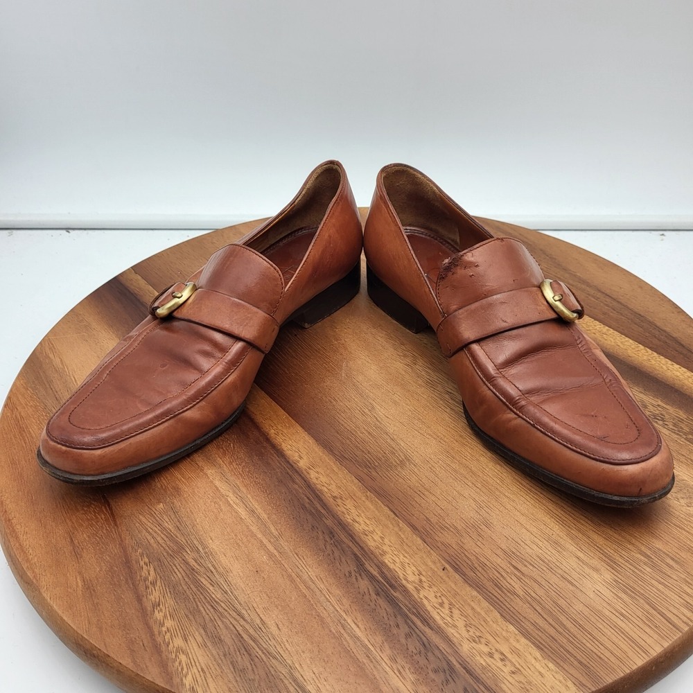 Coach Loafers Womens Size 5.5 M Brown Leather Flats Shoes Buckle Italy - Picture 6 of 16